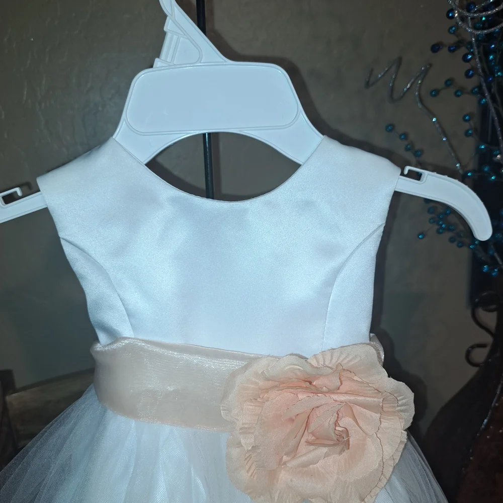 Elegant White and Cream Kids Dress with Floral Accent